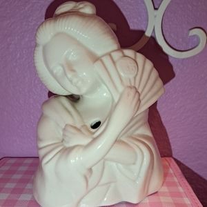 White Ceramic Geisha Japanese Incense Holder